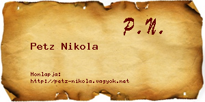 Petz Nikola névjegykártya